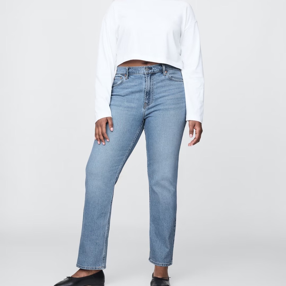 NWT GAP High Rise '90s Straight Jeans - Light/ Med Wash 29/8 Regular 5 pocket